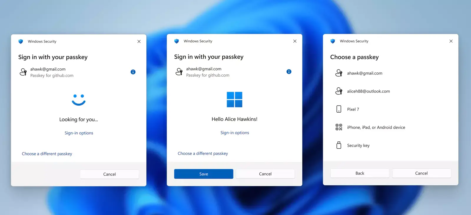 Windows Hello Passkey SignIn